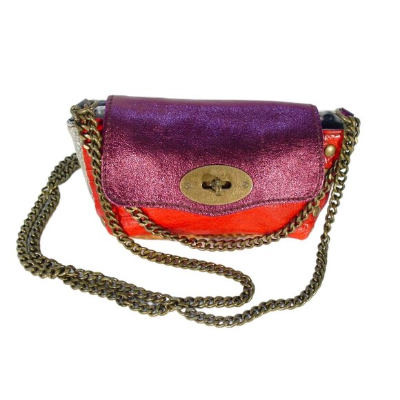 EBARRITO Colorblock Leather Chain Crossbody /Mini Bag Wristlet - Made in ITALY - Picture 11 of 11